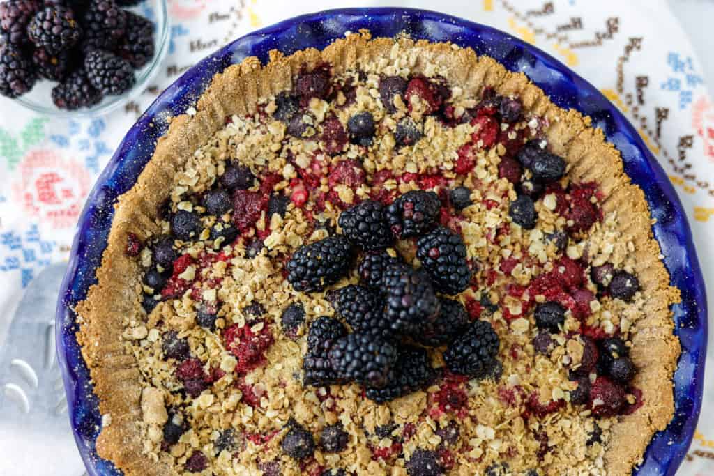 sugar free plant based mixed berry pie